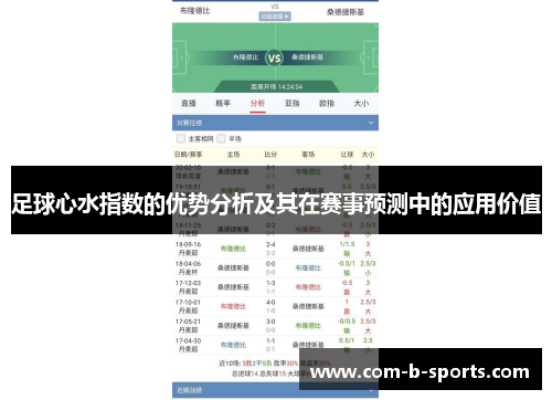 足球心水指数的优势分析及其在赛事预测中的应用价值 足球心水指数的优势分析及其在赛事预测中的应用价值